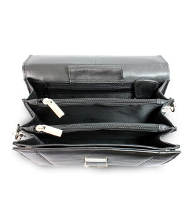 Černá pánská kožená etue se sklápěcím registrem a držadlem 611-2415-60