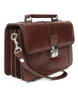 Hnědá pánská kožená etue se sklápěcím registrem a držadlem 611-2415-40