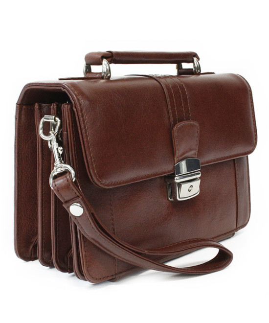 Hnědá pánská kožená etue se sklápěcím registrem a držadlem 611-2415-40