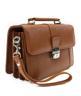 Světle hnědá kožená etue se sklápěcím registrem a držadlem 611-2415-05