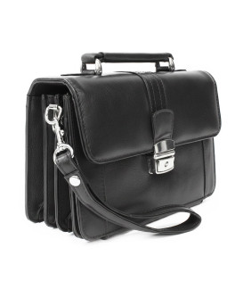 Černá pánská kožená etue se sklápěcím registrem a držadlem 611-2415-60