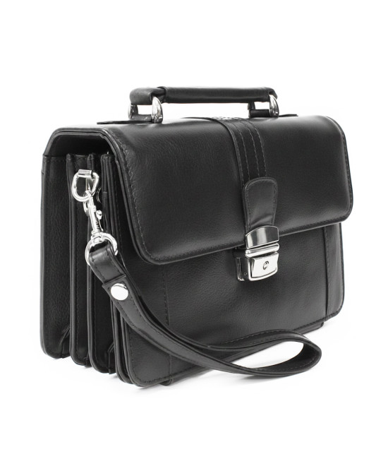 Černá pánská kožená etue se sklápěcím registrem a držadlem 611-2415-60