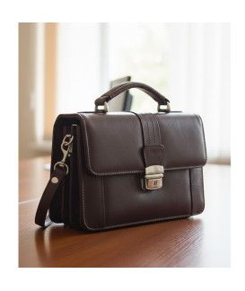 Hnědá pánská kožená etue se sklápěcím registrem a držadlem 611-2415-40