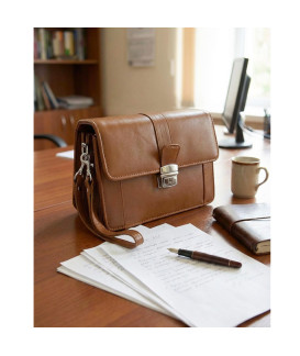 Světle hnědá pánská kožená etue se sklápěcím registrem 611-2415A-05