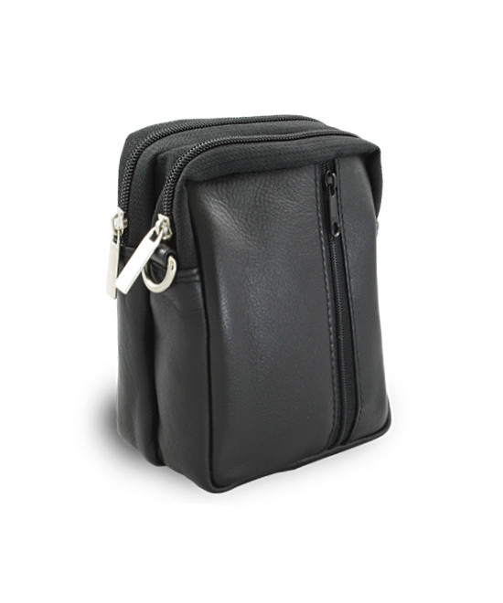 Černá kožená dokladová crossbody etue 611-6207-60