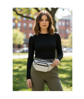 Světle šedá kožená ledvinka 611-6116-20