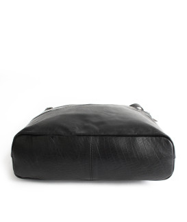 Černá velká dámská kožená kabelka se zipovou kapsou 212-1226-60