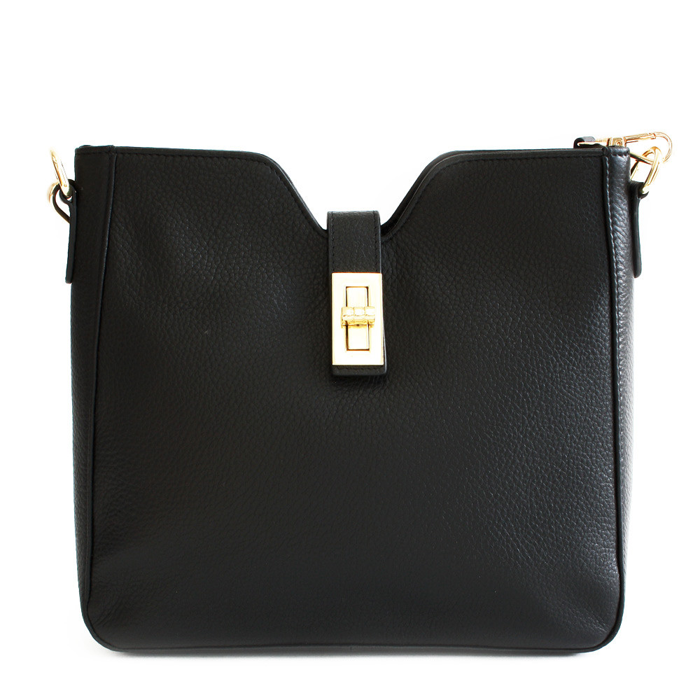 Černá elegantní kožená zipová kabelka 212-1036-60