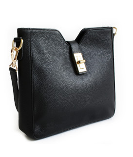 Černá elegantní kožená zipová kabelka 212-1036-60