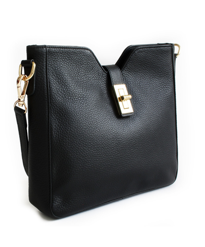 Černá elegantní kožená zipová kabelka 212-1036-60