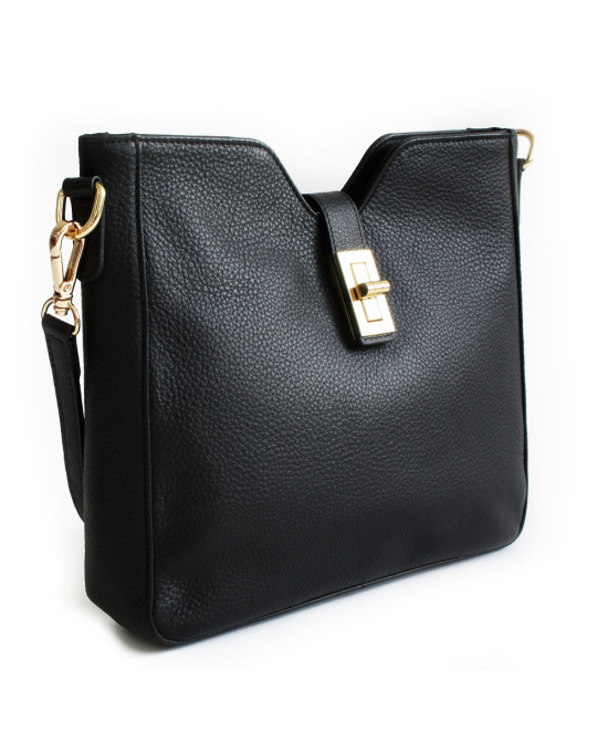 Černá elegantní kožená zipová kabelka 212-1036-60