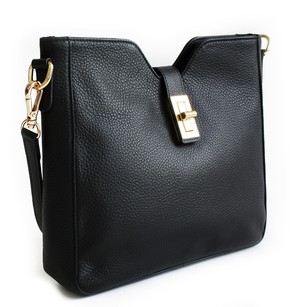 Černá elegantní kožená zipová kabelka 212-1036-60