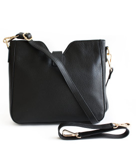 Černá elegantní kožená zipová kabelka 212-1036-60