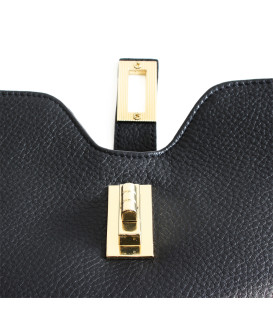 Černá elegantní kožená zipová kabelka 212-1036-60