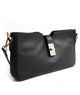 Černá elegantní kožená zipová kabelka/psaníčko 212-1025-60