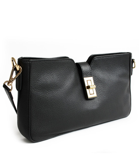 Černá elegantní kožená zipová kabelka/psaníčko 212-1025-60