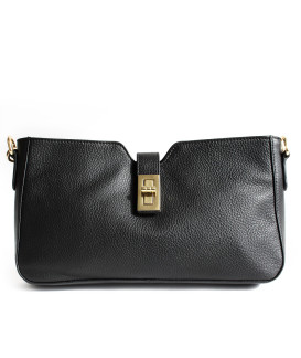 Černá elegantní kožená zipová kabelka/psaníčko 212-1025-60