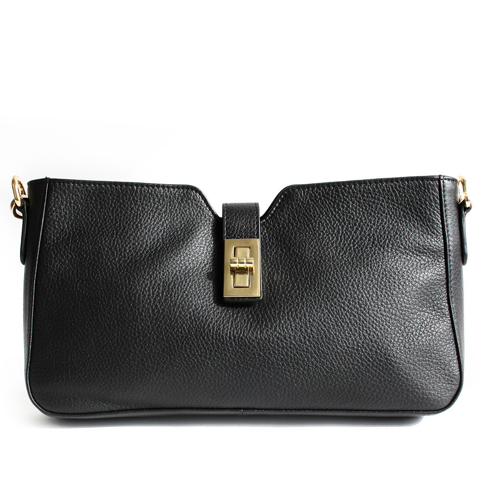 Černá elegantní kožená zipová kabelka/psaníčko 212-1025-60