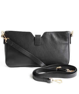 Černá elegantní kožená zipová kabelka/psaníčko 212-1025-60
