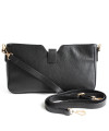 Černá elegantní kožená zipová kabelka/psaníčko 212-1025-60