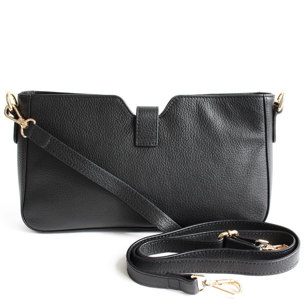 Černá elegantní kožená zipová kabelka/psaníčko 212-1025-60