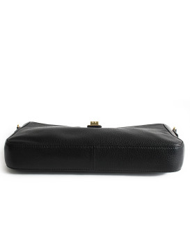 Černá elegantní kožená zipová kabelka/psaníčko 212-1025-60