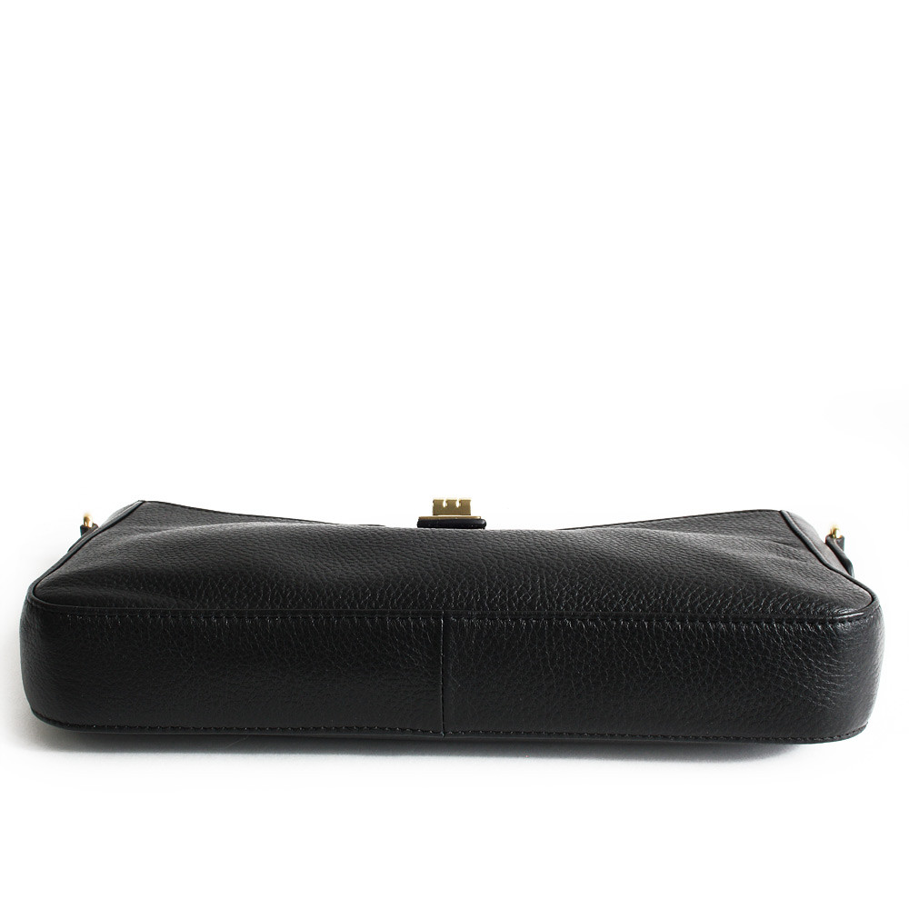 Černá elegantní kožená zipová kabelka/psaníčko 212-1025-60