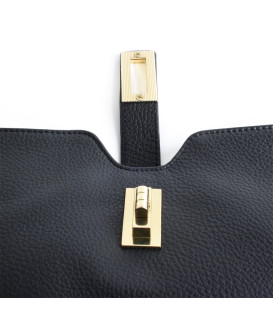 Černá elegantní kožená zipová kabelka/psaníčko 212-1025-60