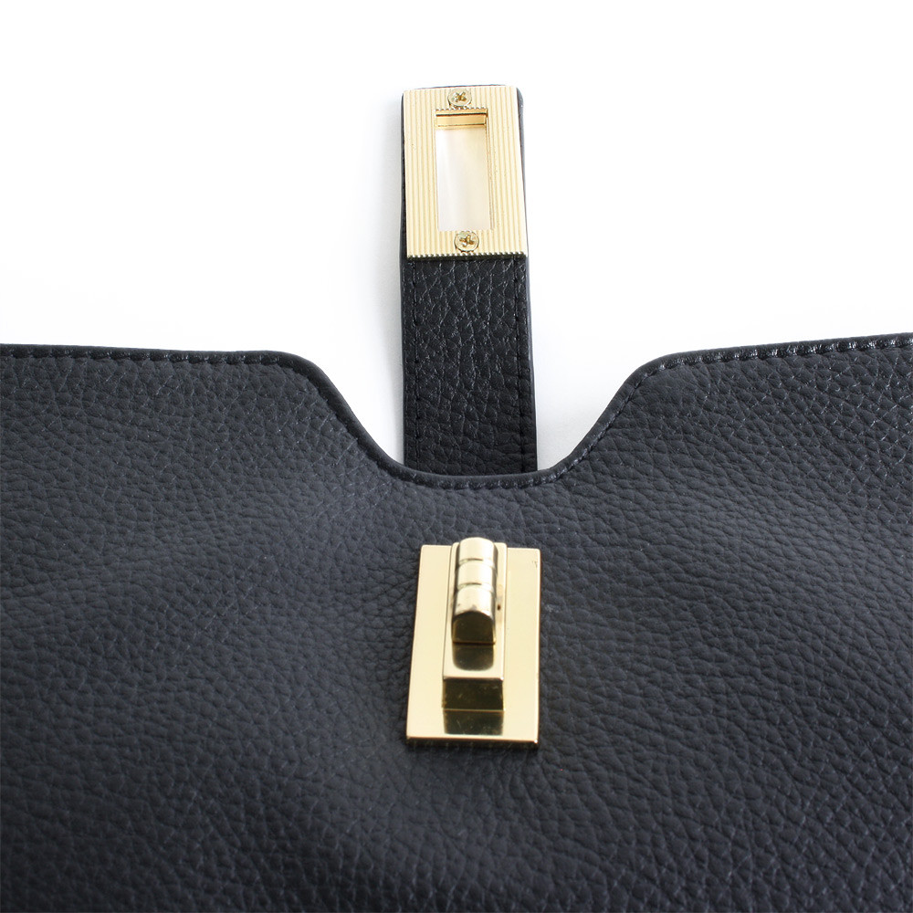 Černá elegantní kožená zipová kabelka/psaníčko 212-1025-60