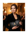 Černá elegantní kožená zipová kabelka/psaníčko 212-1025-60