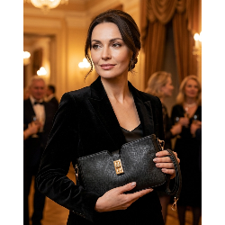 Černá elegantní kožená zipová kabelka/psaníčko 212-1025-60