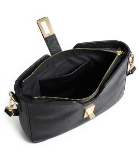 Černá elegantní kožená zipová kabelka/psaníčko 212-1025-60