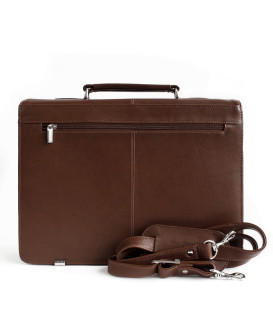 Tmavě hnědá kožená aktovka se dvěma vnitřními přihrádkami 112-6001-40